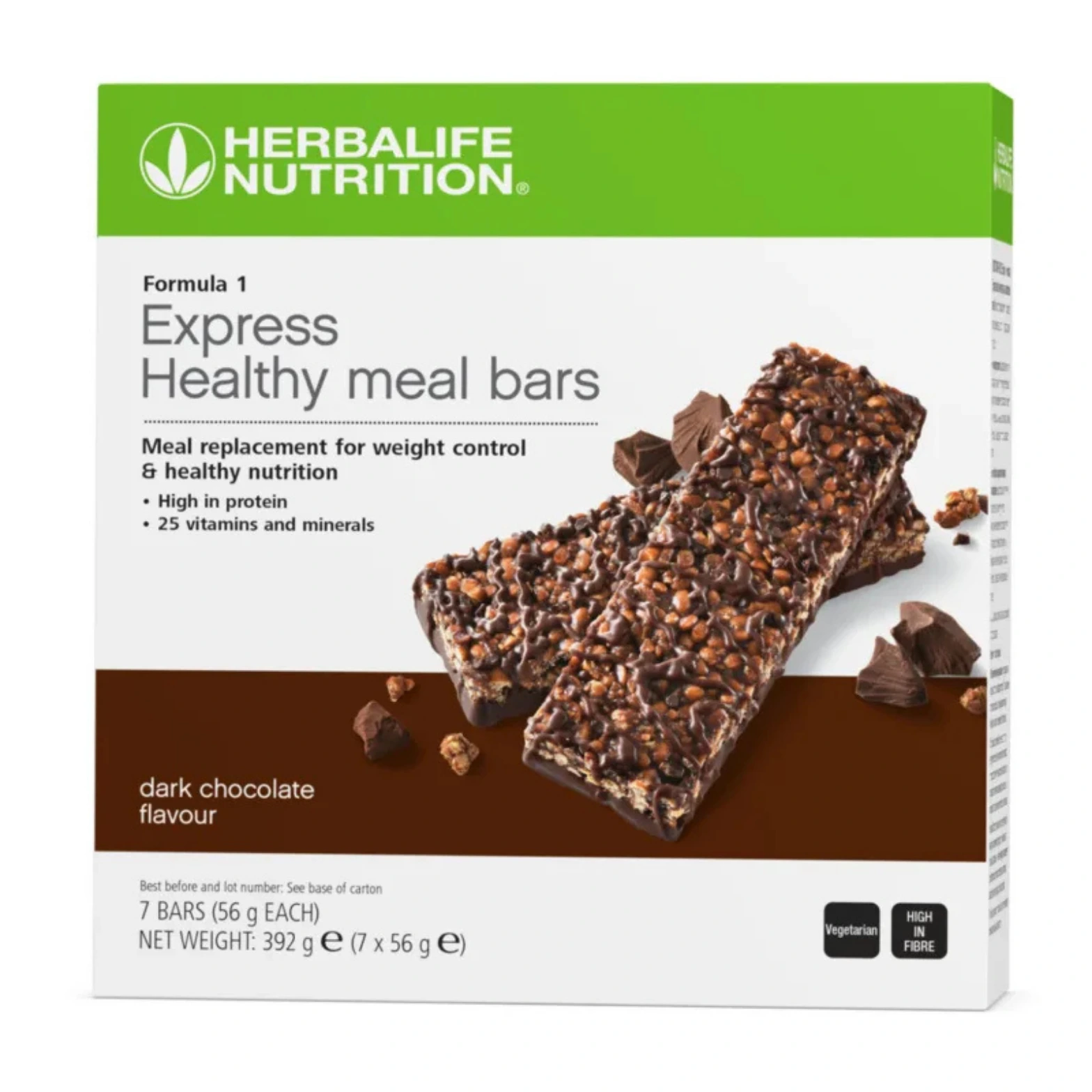Herbalife Formula 1 Express Healthy Meal Bars Dark Chocolate Flavour 7 Bars 392g