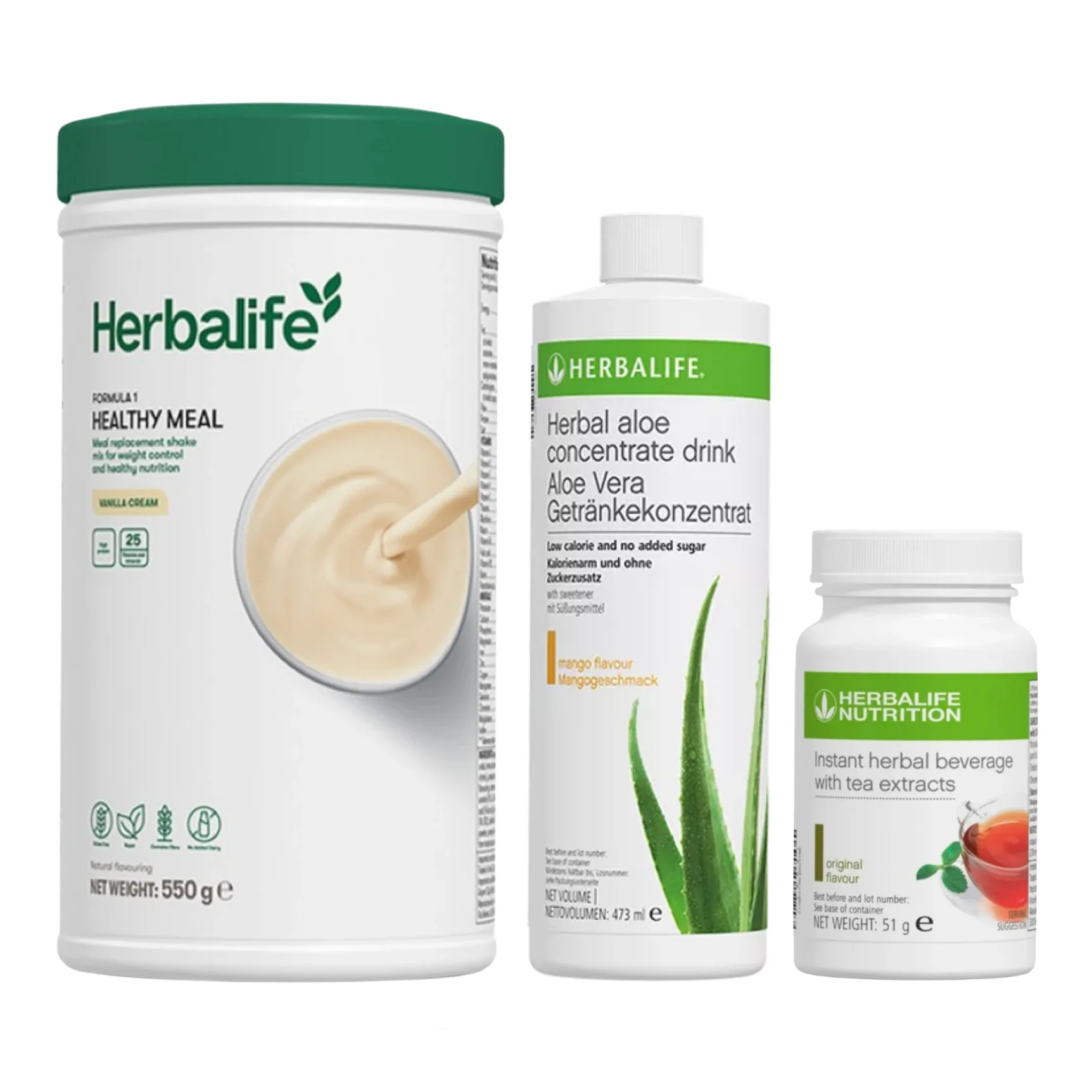Herbalife Breakfast Kit with Formula 1 Vanilla Cream, Aloe Mango and Herbal Tea