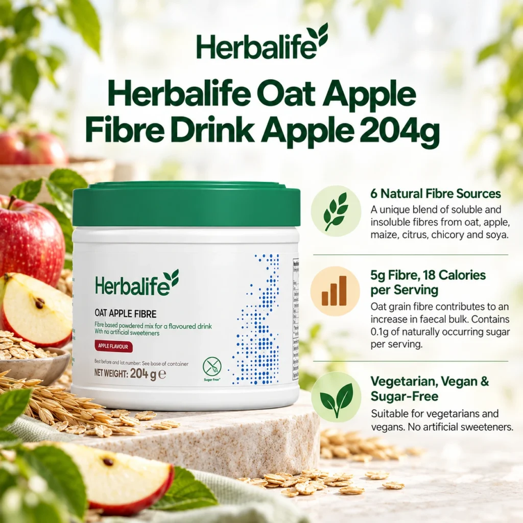 Herbalife Oat Apple Fibre Drink Apple 204g with 6 fibre sources, 5g fibre per serving and no artificial sweeteners