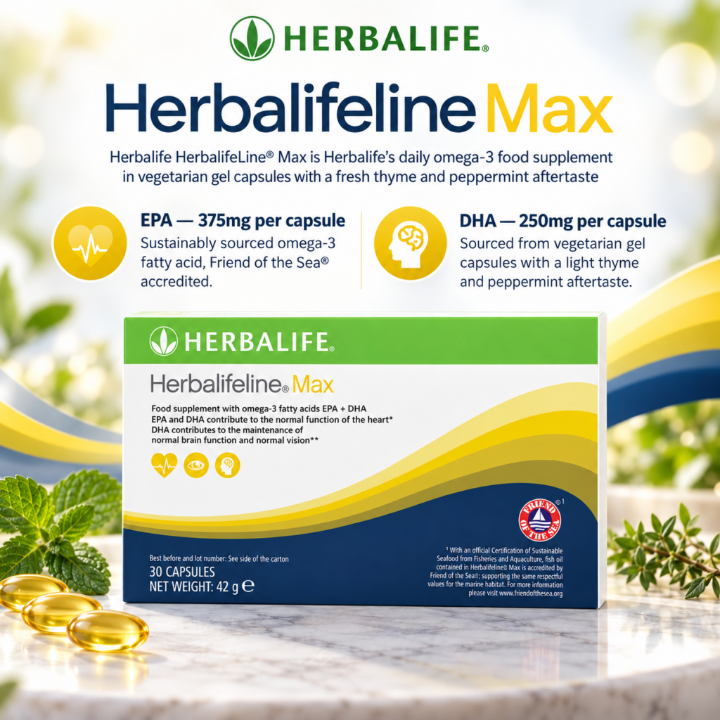 Herbalife HerbalifeLine Max omega-3 supplement with EPA and DHA in vegetarian gel capsules